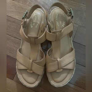 Kork-Ease Ande Tan Leather Espadrille Wedge Platform Sandals Size 9
